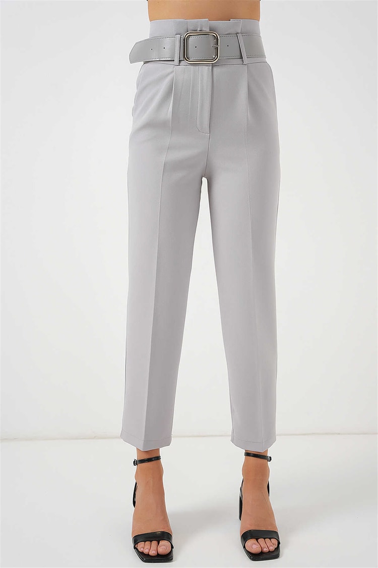 Bigdart Y26 6556 Gri Kemerlı Kumas Pantolon 36-44