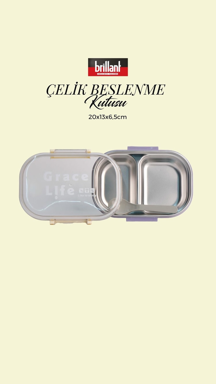 BRİLLANT Grace Life 2 Bölmeli Lunch Box BR-6672 20X13x6,5Cm