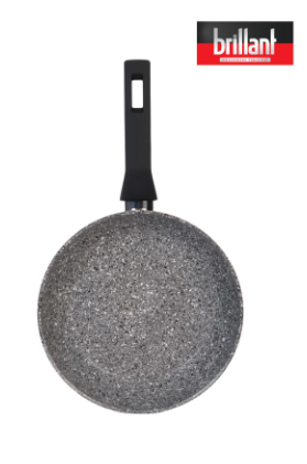 Brillant Lüks Granit 24 Cm Tava Yanmaz Yapışmaz Tava Gri