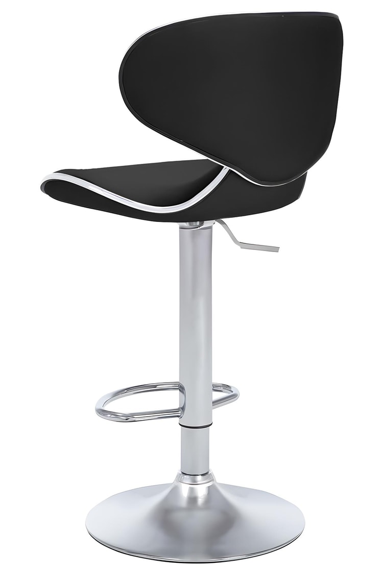 Bürocci Zen Bar Taburesi - Siyah Modern Deri Metal Ayaklı Yüksek Tezgah Sandalyesi - 9549S0481
