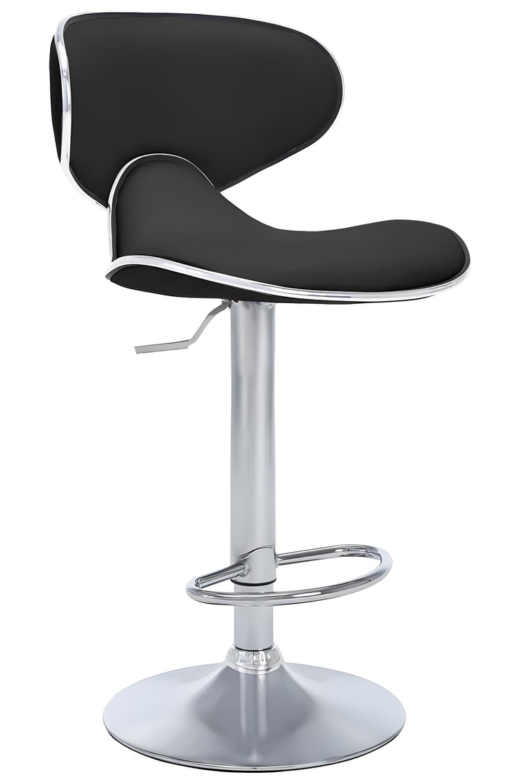 Bürocci Zen Bar Taburesi - Siyah Modern Deri Metal Ayaklı Yüksek Tezgah Sandalyesi - 9549S0481