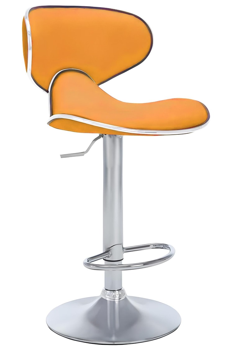 Bürocci Zen Bar Taburesi - Turuncu Modern Deri Metal Ayaklı Yüksek Tezgah Sandalyesi - 9549S0516