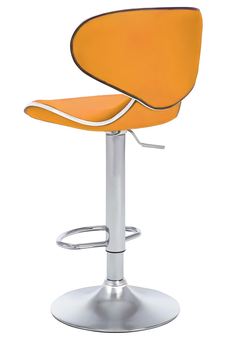 Bürocci Zen Bar Taburesi - Turuncu Modern Deri Metal Ayaklı Yüksek Tezgah Sandalyesi - 9549S0516