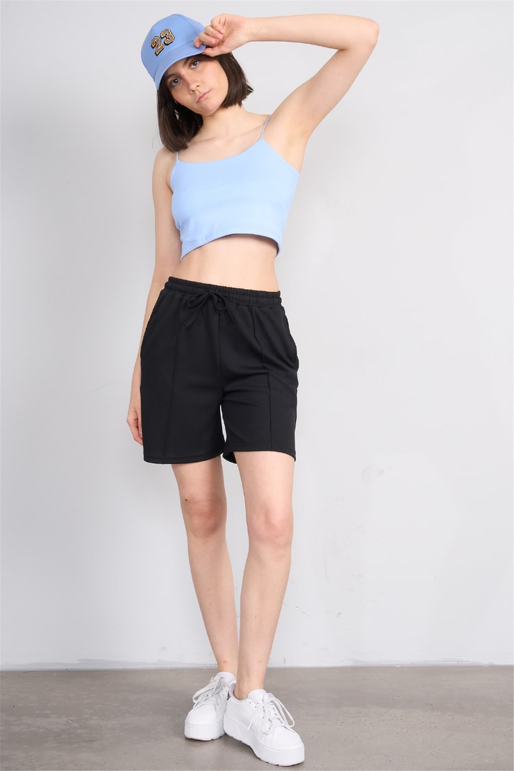 C.K Y26 8453 Fithit Byn Ip Askılı Penye Crop Atlet Bebe Mavi