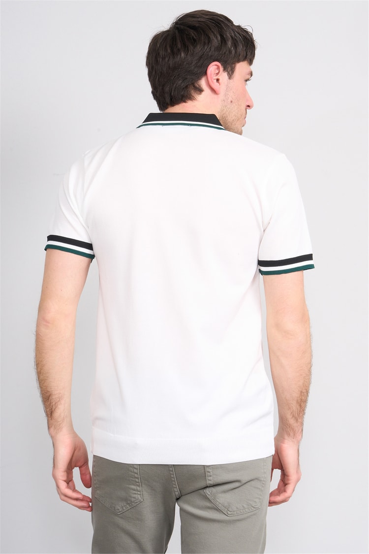 C.K Y26 804 Beyaz Erkek Triko Polo Yaka Tişört M-Xxl