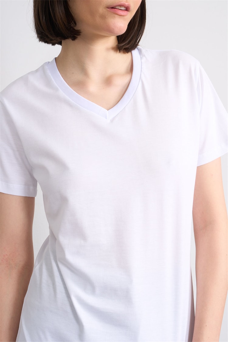 C.K Y26 3265 Fithit Byn V Yk. 30/1 Penye Basic Regular T-shirt Beyaz