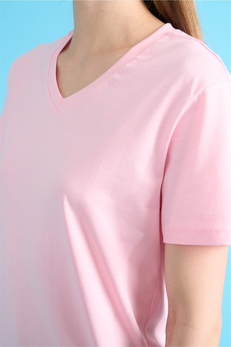 C.K Y26 3265 Fithit Byn V Yk. 30/1 Penye Basic Regular T-shirt A.Pembe
