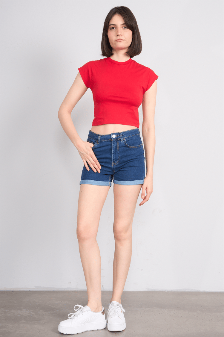 C.K Y26 3266 Fithit Byn B.Yk 30/1 Penye Crop T-shirt Nar Cıcegı