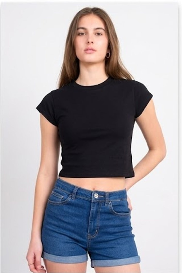 C.K Y26 3266 Fithit Byn B.Yk 30/1 Penye Crop T-shirt Siyah