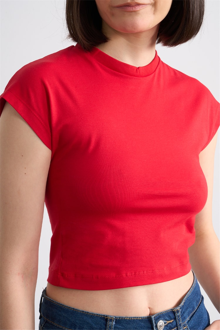 C.K Y26 3266 Fithit Byn B.Yk 30/1 Penye Crop T-shirt Nar Cıcegı