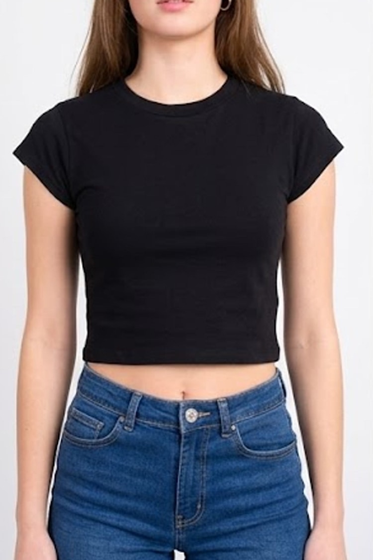 C.K Y26 3266 Fithit Byn B.Yk 30/1 Penye Crop T-shirt Siyah