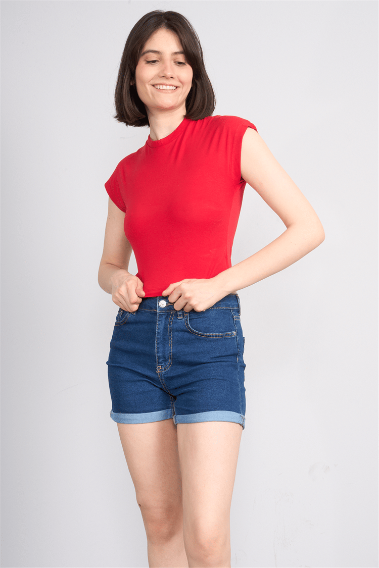 C.K Y26 3266 Fithit Byn B.Yk 30/1 Penye Crop T-shirt Nar Cıcegı