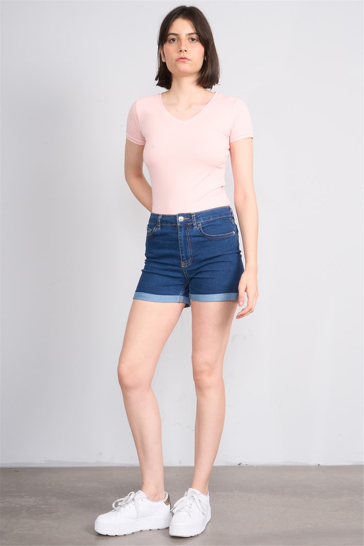 C.K Y26 8036 Pachie Byn V.Yk Basic T-shirt Pudra