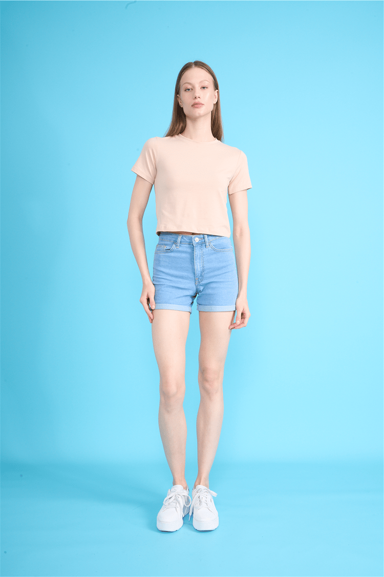 C.K Y26 8505 Fithit Byn B.Yk Penye Crop T-shirt Vizon