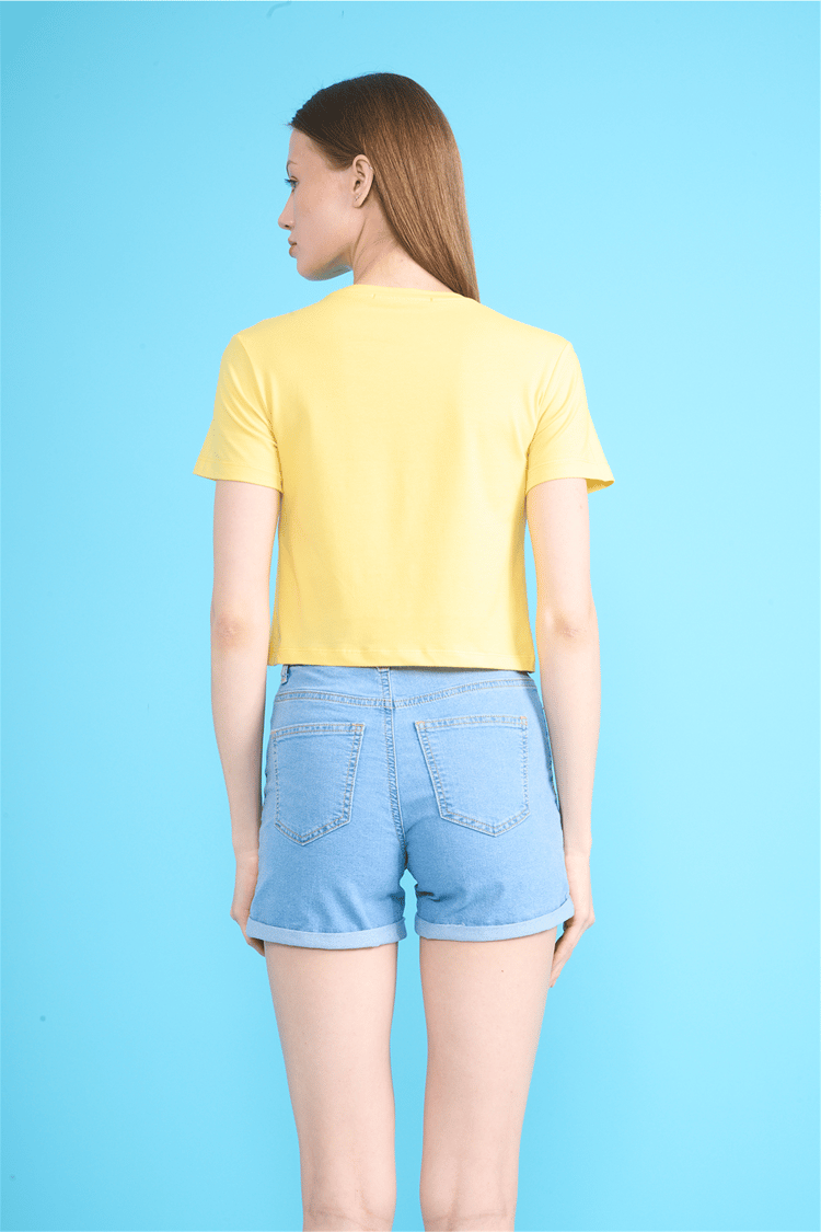 C.K Y26 8505 Fithit Byn B.Yk Penye Crop T-shirt U.Sarı
