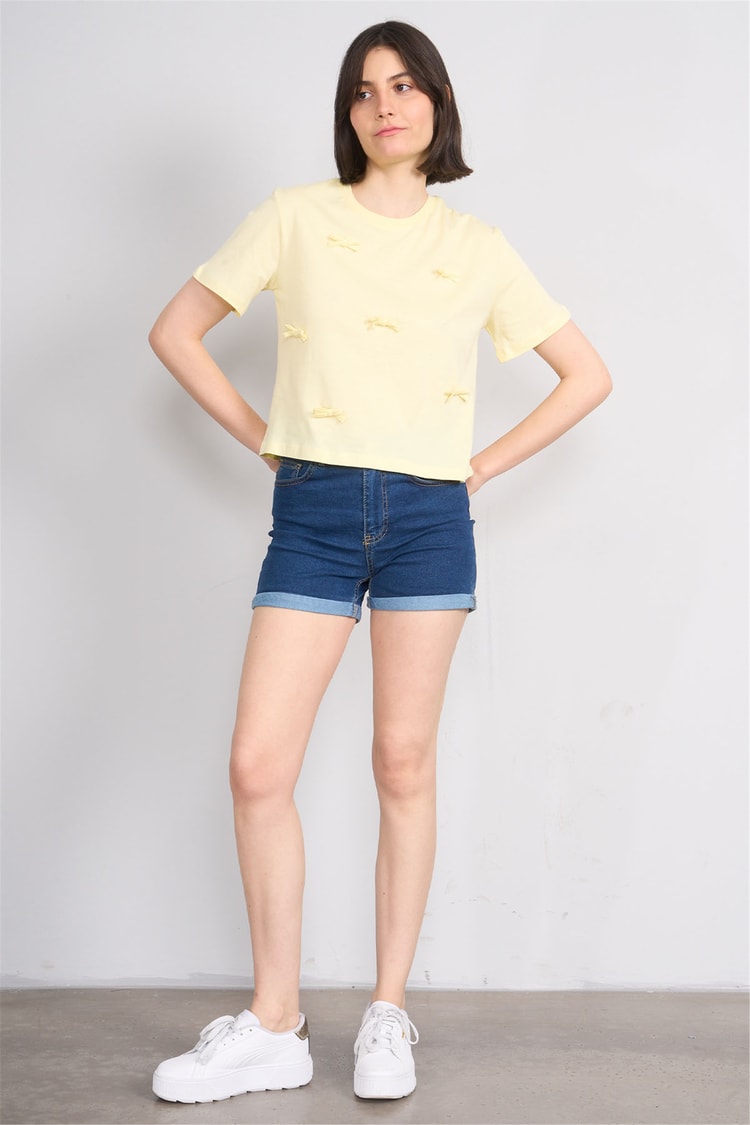 C.K Y26 8647 Fithit Byn B.Yk Regular Crop T-shirt U.Sarı