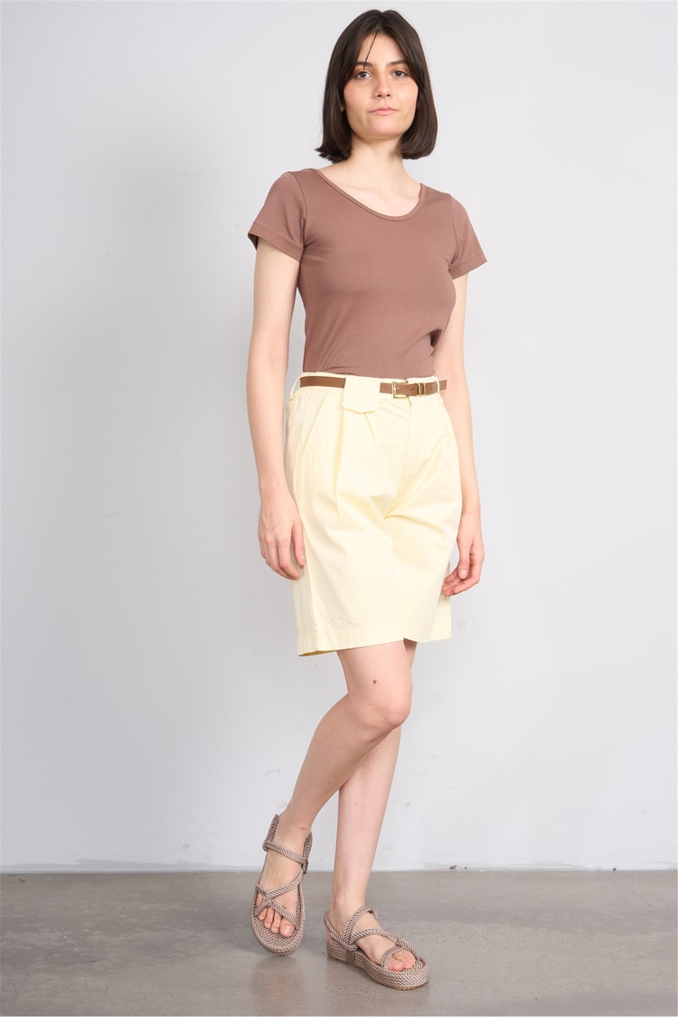 C.K Y26 8913 Fithit Byn Kayık Yk. Penye T-shirt Kakao