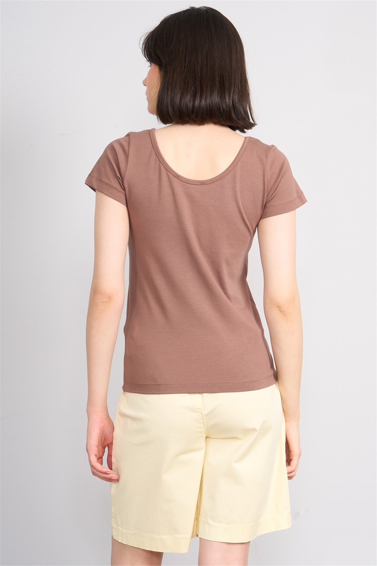 C.K Y26 8913 Fithit Byn Kayık Yk. Penye T-shirt Kakao