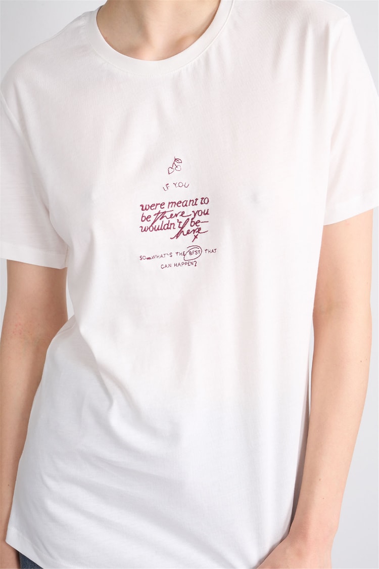 C.K Y26 8947 Fithit Byn B.Yk Regular Nakışlı T-shirt Krem