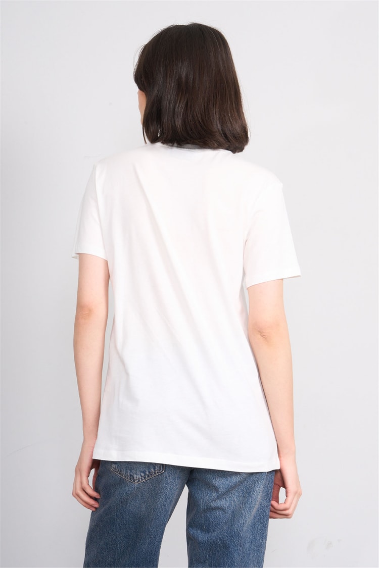 C.K Y26 8947 Fithit Byn B.Yk Regular Nakışlı T-shirt Krem