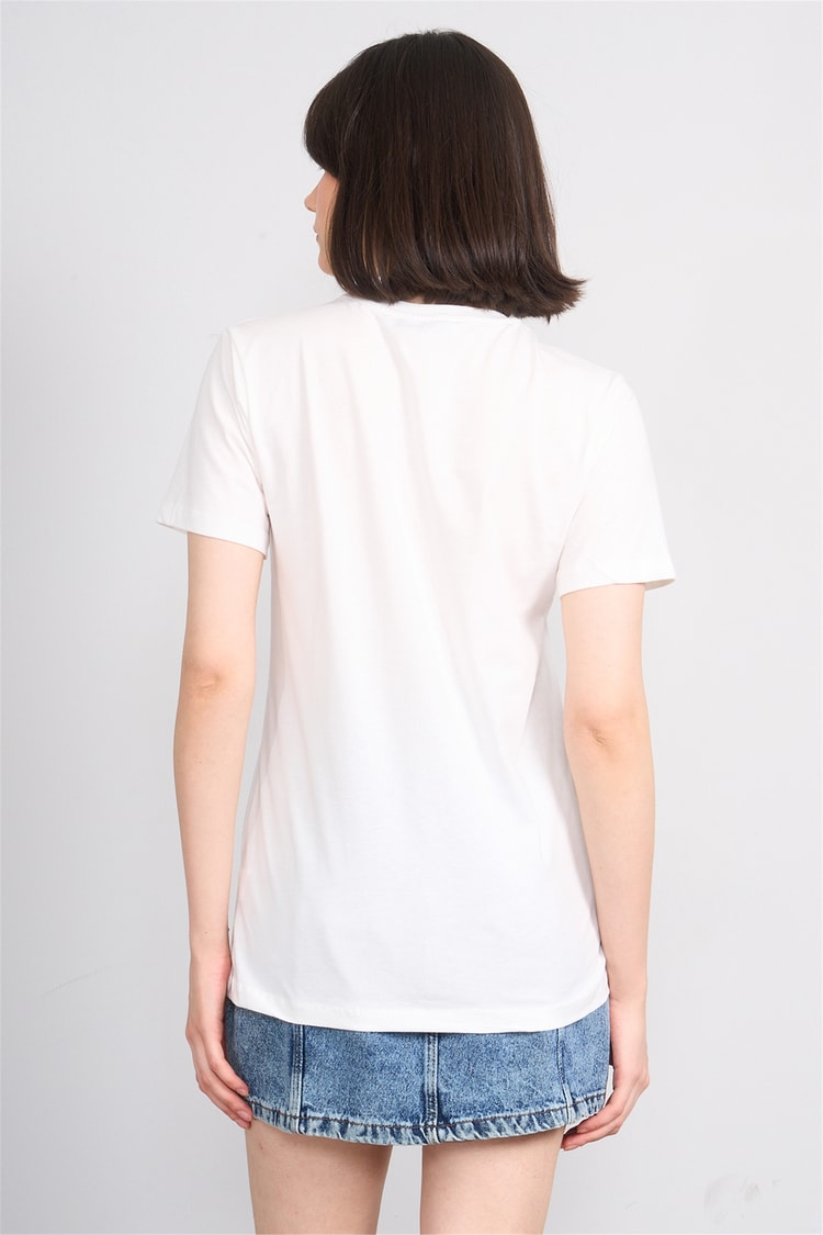 C.K Y26 8954 Fithit Byn B.Yk Regular Nakışlı T-shirt Krem