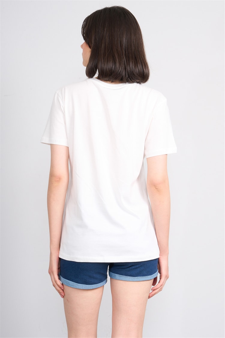 C.K Y26 8959 Fithit Byn B.Yk Regular Nakışlı T-shirt Krem