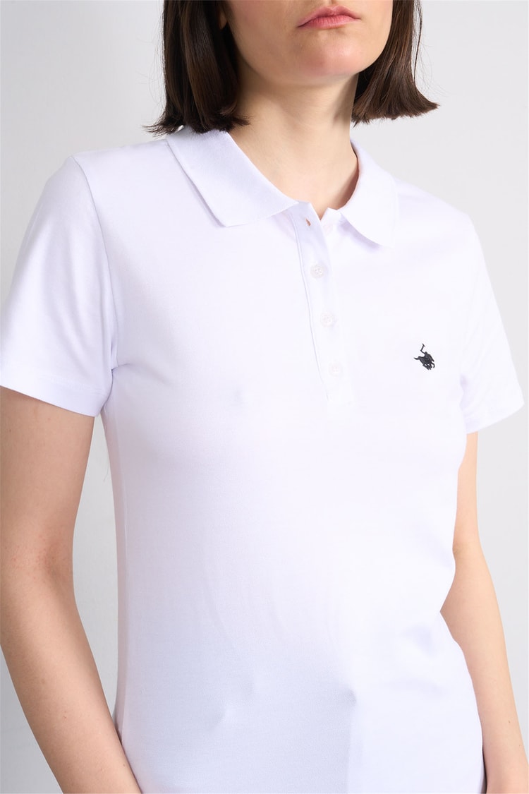 C.K Y26 8961 Cstp Byn Polo Yk. Pıke Nakışlı S.Fıt T-shirt Beyaz