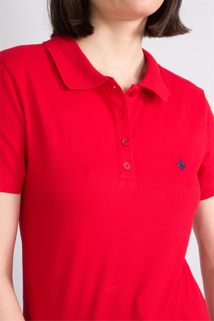C.K Y26 8961 Cstp Byn Polo Yk. Pıke Nakışlı S.Fıt T-shirt Kırmızı