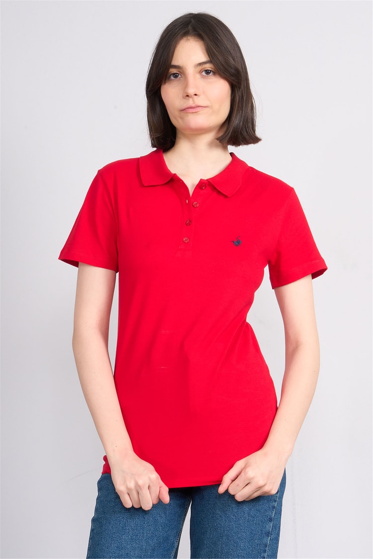 C.K Y26 8961 Cstp Byn Polo Yk. Pıke Nakışlı S.Fıt T-shirt Kırmızı