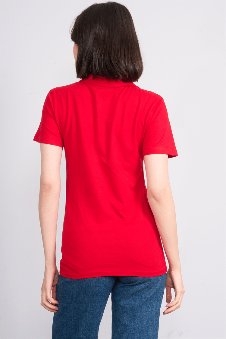 C.K Y26 8961 Cstp Byn Polo Yk. Pıke Nakışlı S.Fıt T-shirt Kırmızı