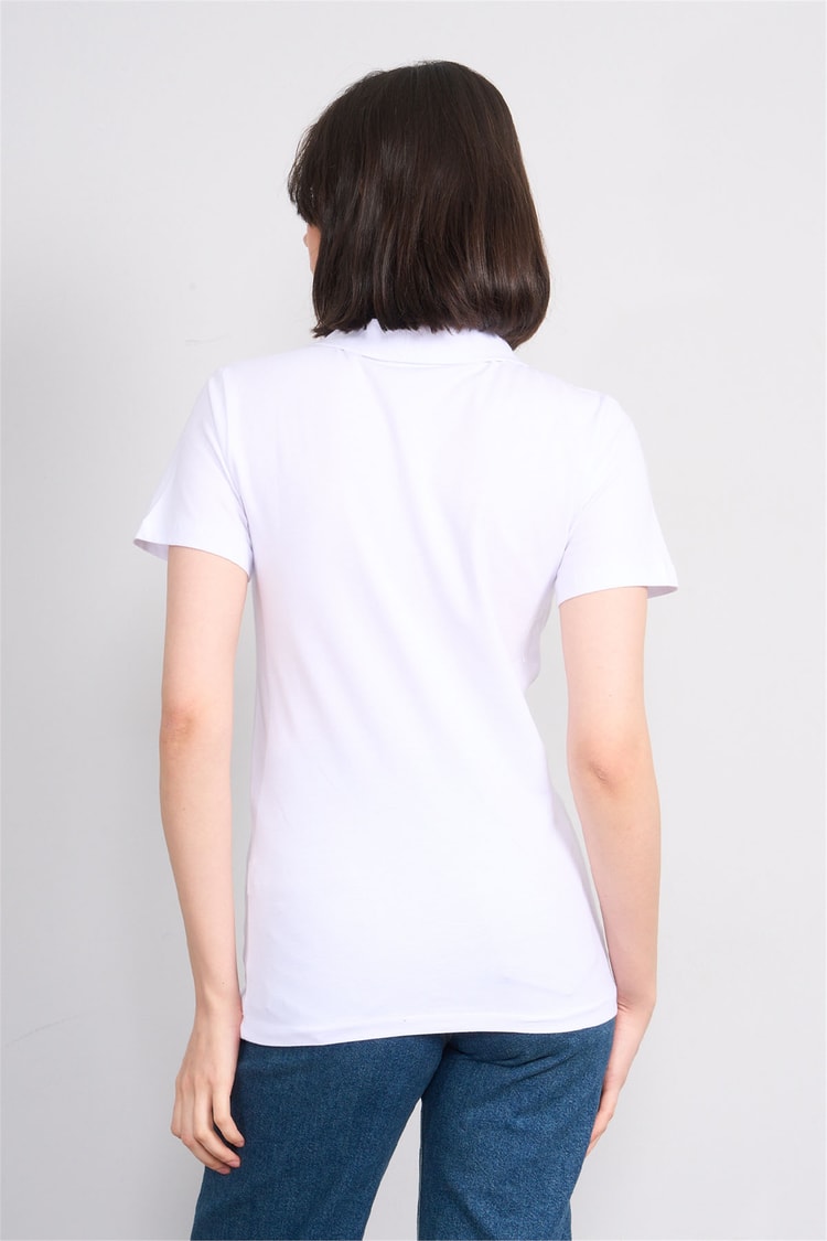 C.K Y26 8961 Cstp Byn Polo Yk. Pıke Nakışlı S.Fıt T-shirt Beyaz