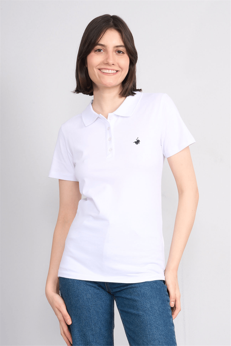 C.K Y26 8961 Cstp Byn Polo Yk. Pıke Nakışlı S.Fıt T-shirt Beyaz