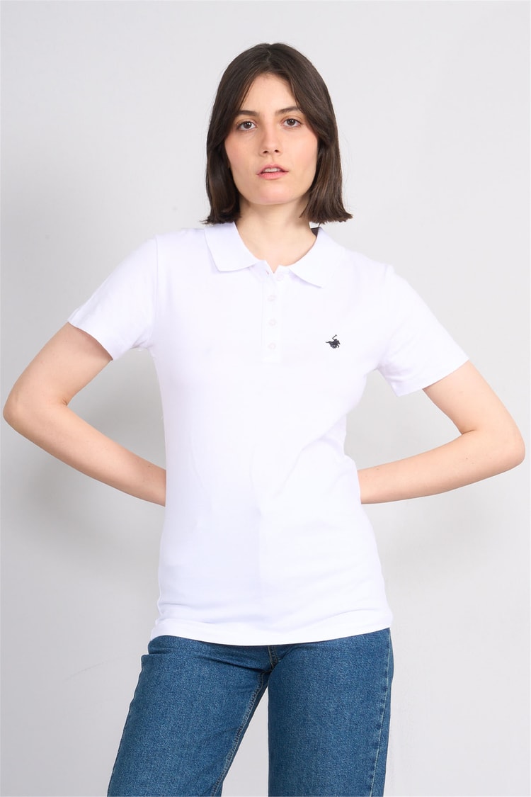 C.K Y26 8961 Cstp Byn Polo Yk. Pıke Nakışlı S.Fıt T-shirt Beyaz