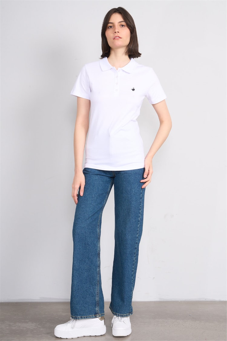 C.K Y26 8961 Cstp Byn Polo Yk. Pıke Nakışlı S.Fıt T-shirt Beyaz