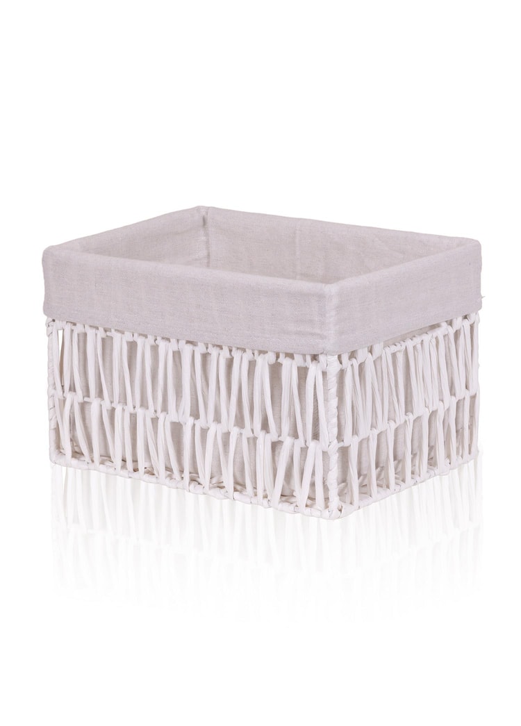 Cesta Hasır Organizer Sepet Beyaz 30x22x19 cm