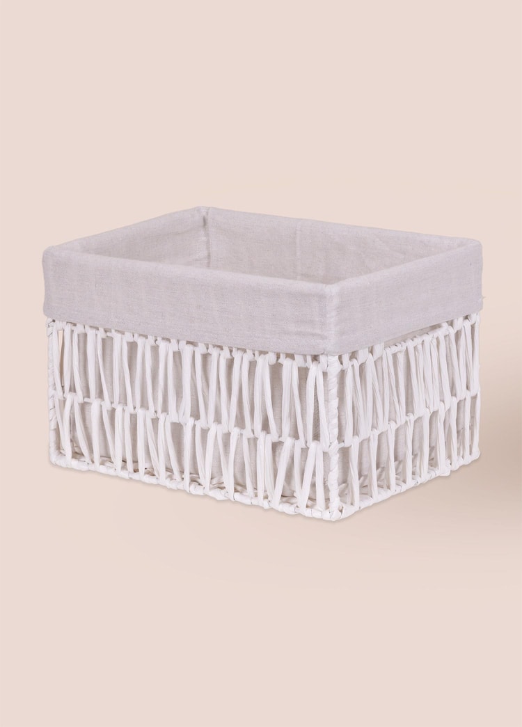 Cesta Hasır Organizer Sepet Beyaz 30x22x19 cm