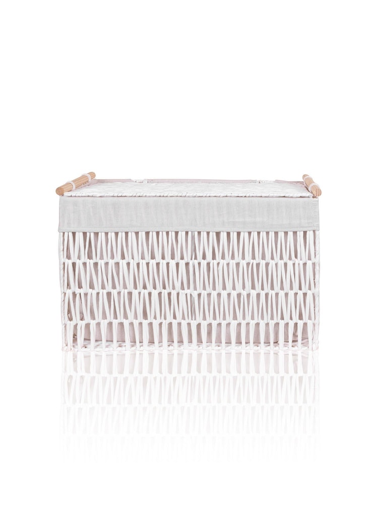 Cesta Hasır Organizer Sepet Beyaz 57x36x37 cm