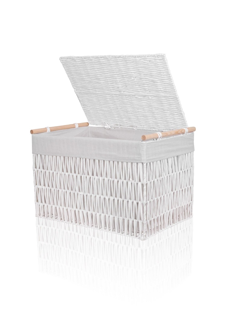 Cesta Hasır Organizer Sepet Beyaz 57x36x37 cm