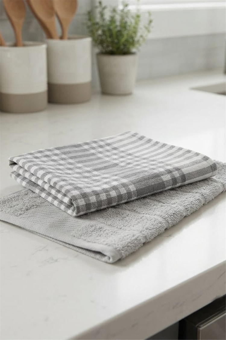 CETHOME 2'li Mutfak Havlu Seti 40 × 60 cm Gri