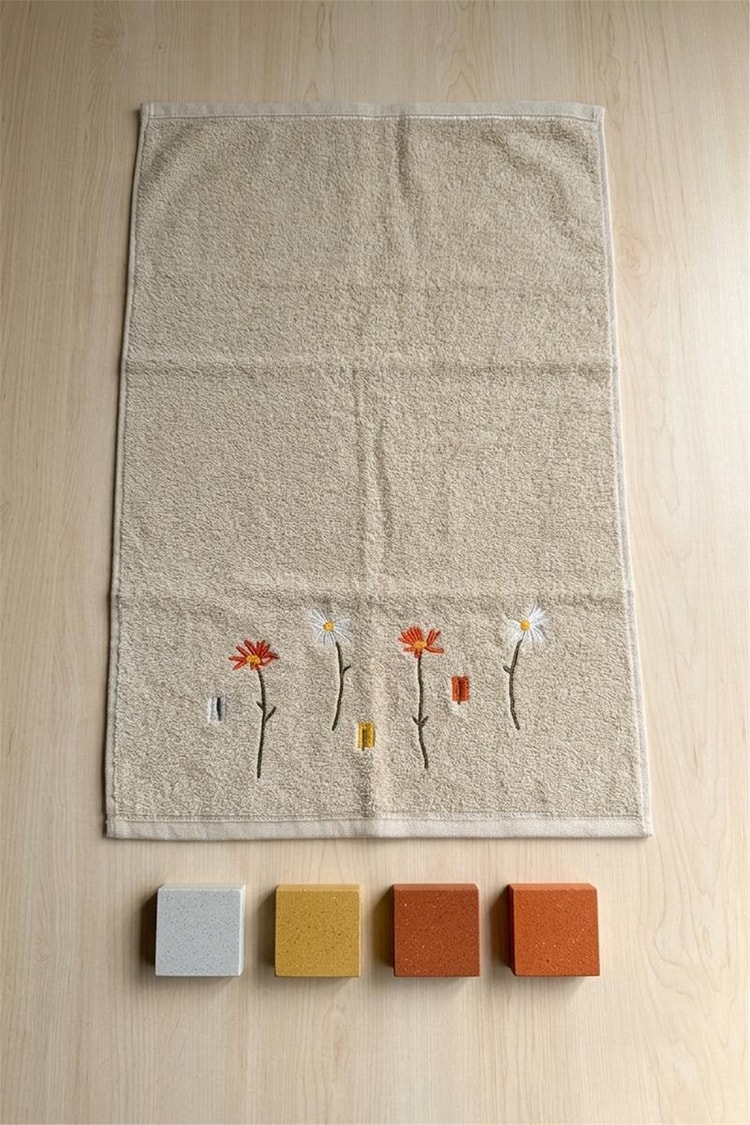CETHOME 50 × 90 cm Bahar Desen Havlu Bej