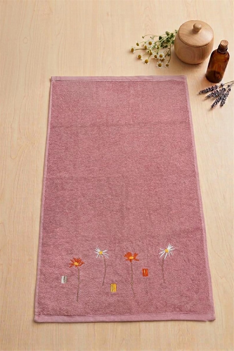 CETHOME 50 × 90 cm Bahar Desen Havlu Gül Kurusu