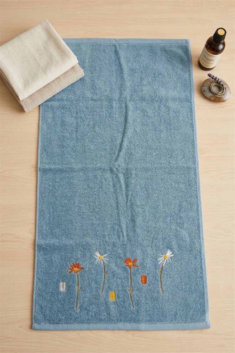 CETHOME 50 × 90 cm Bahar Desen Havlu İndigo