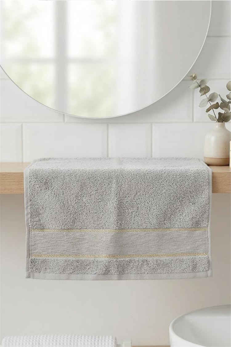 CETHOME 50 × 90 cm Simli Desen Havlu Gri
