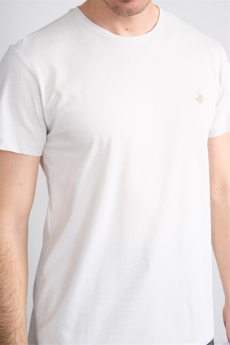 Çetinkaya Chester Polo 4504 Bisiklet Yaka Slimfit Nakışlı T-shirt Taş