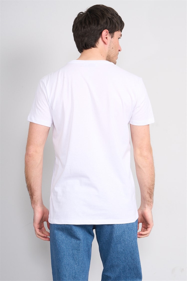 Çetinkaya Chester Polo 4504 Bisiklet Yaka Slimfit Nakışlı T-shirt Beyaz
