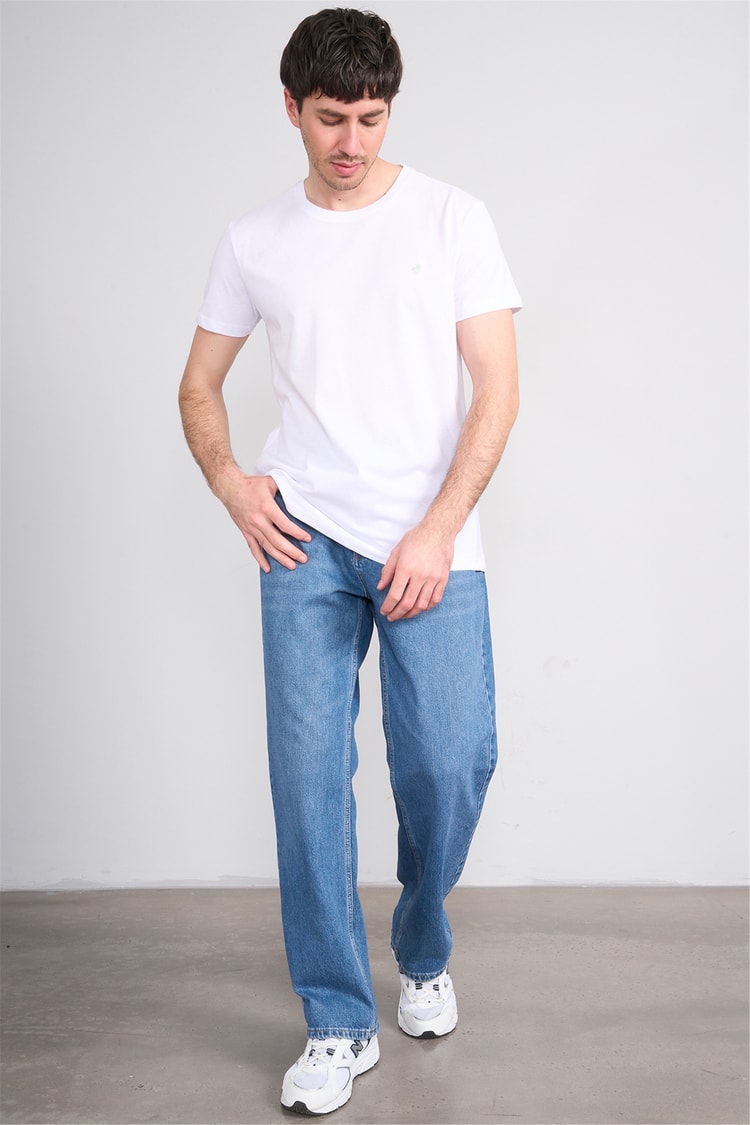 Çetinkaya Chester Polo 4504 Bisiklet Yaka Slimfit Nakışlı T-shirt Beyaz