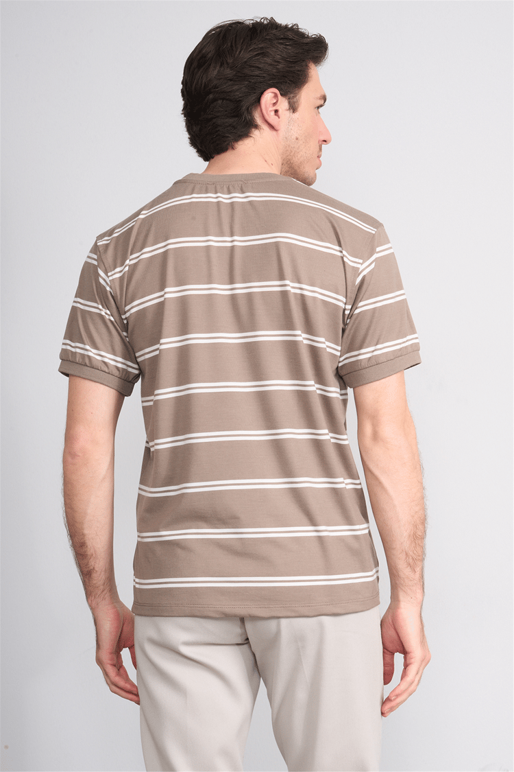 Çetinkaya Chester Polo 4720 Bisiklet Yaka Regular Ringel Süprem T-shirt Vizon