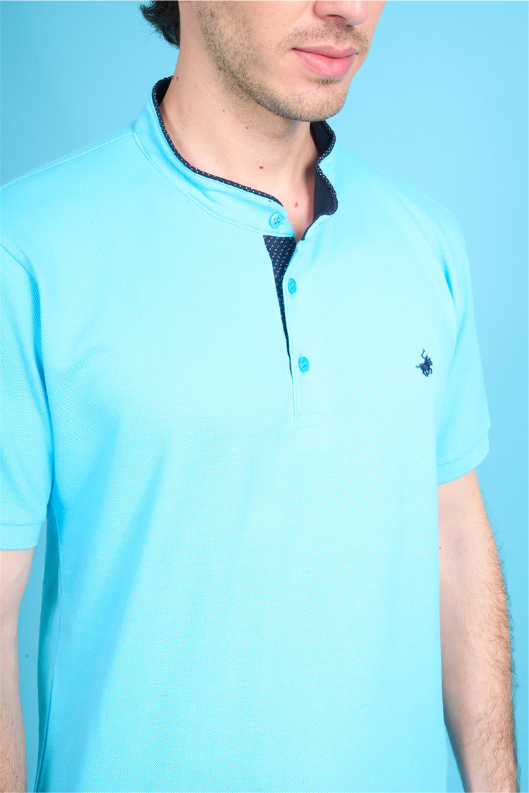 Çetinkaya Chester Polo 4728 Hakim Yaka Regular 30/1 Pike T-shirt Turkuaz