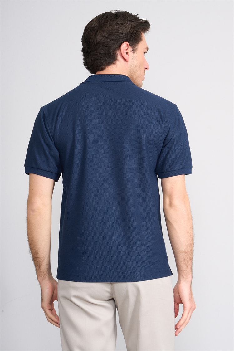 Çetinkaya Chester Polo 4736 Polo Yaka Regular Jakarlı T-shirt Açık İndigo