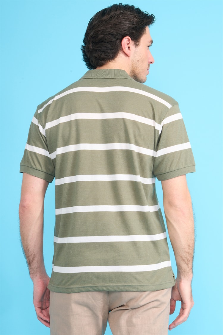 Çetinkaya Chester Polo 4740 Polo Yaka Regular Ringel Pike T-shirt Haki